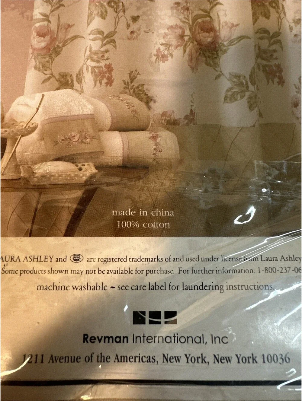 Laura Ashley Sommerset Floral Fabric Shower Curtain 100% Cotton 72